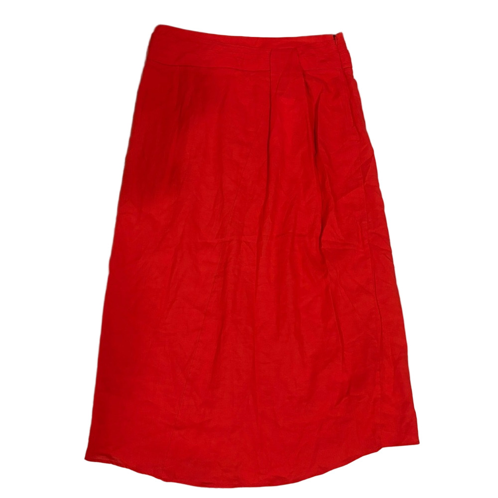 NWT Vince Red High Waist Cotton Midi Skirt Quiet Luxury Minimalist Pop Red S/8